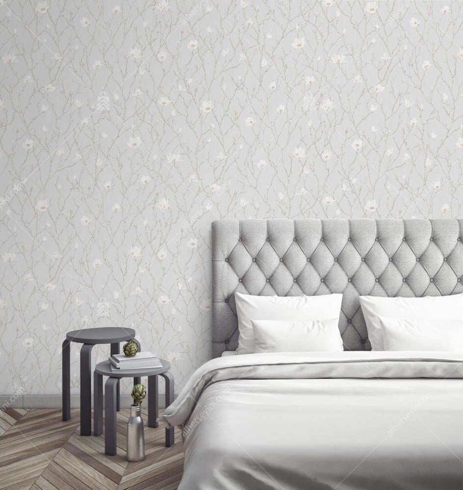 7800-1-Gray-Modern-Floral-Wallpaper-Gri-Modern-Cicekli-Duvar-Kagidi-3 7800-1 Adawall Seven Duvar Kağıdı Uygulama