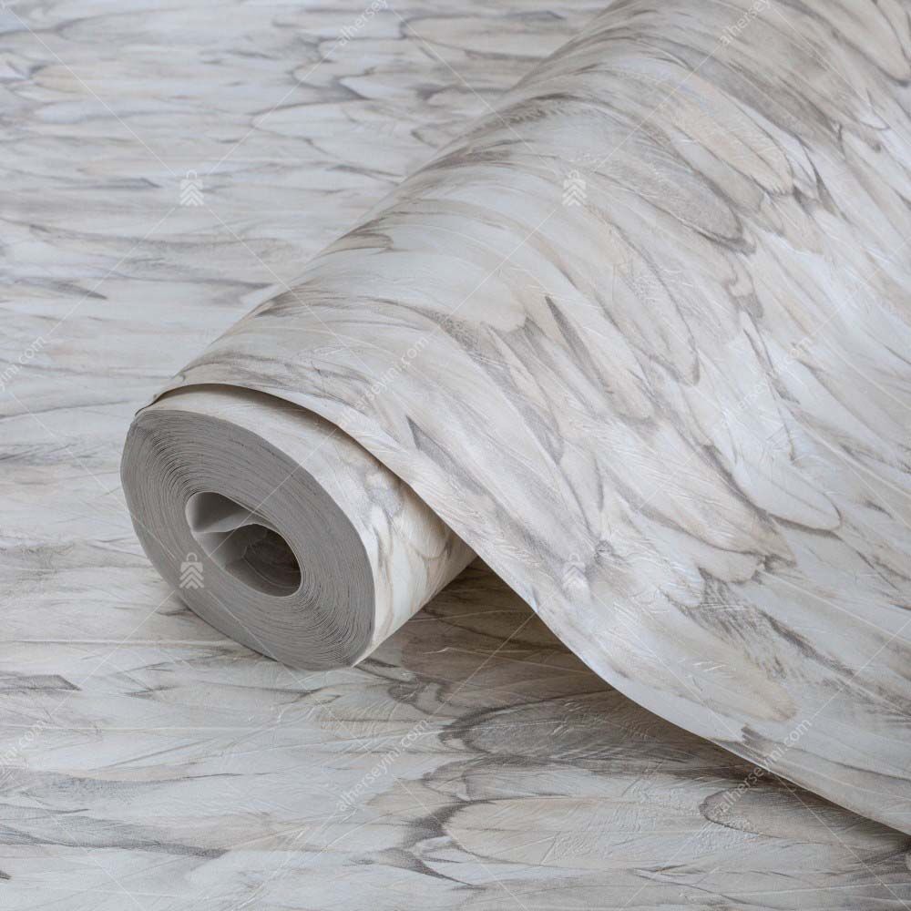 9913-2-Beige-Feather-Pattern-Wallpaper-Bej-Kus-Tuyu-Desen-Duvar-Kagidi-3 9913-2 Bej Kuş Tüyü Desenli Duvar Kağıdı Rulo