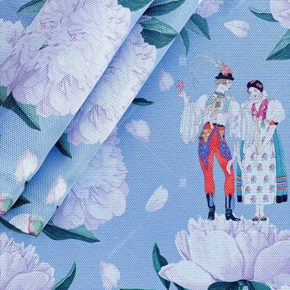 ASK2103 Sevimli Çift Mavi Karanfil Desenli Kumaş Amerikan Servis