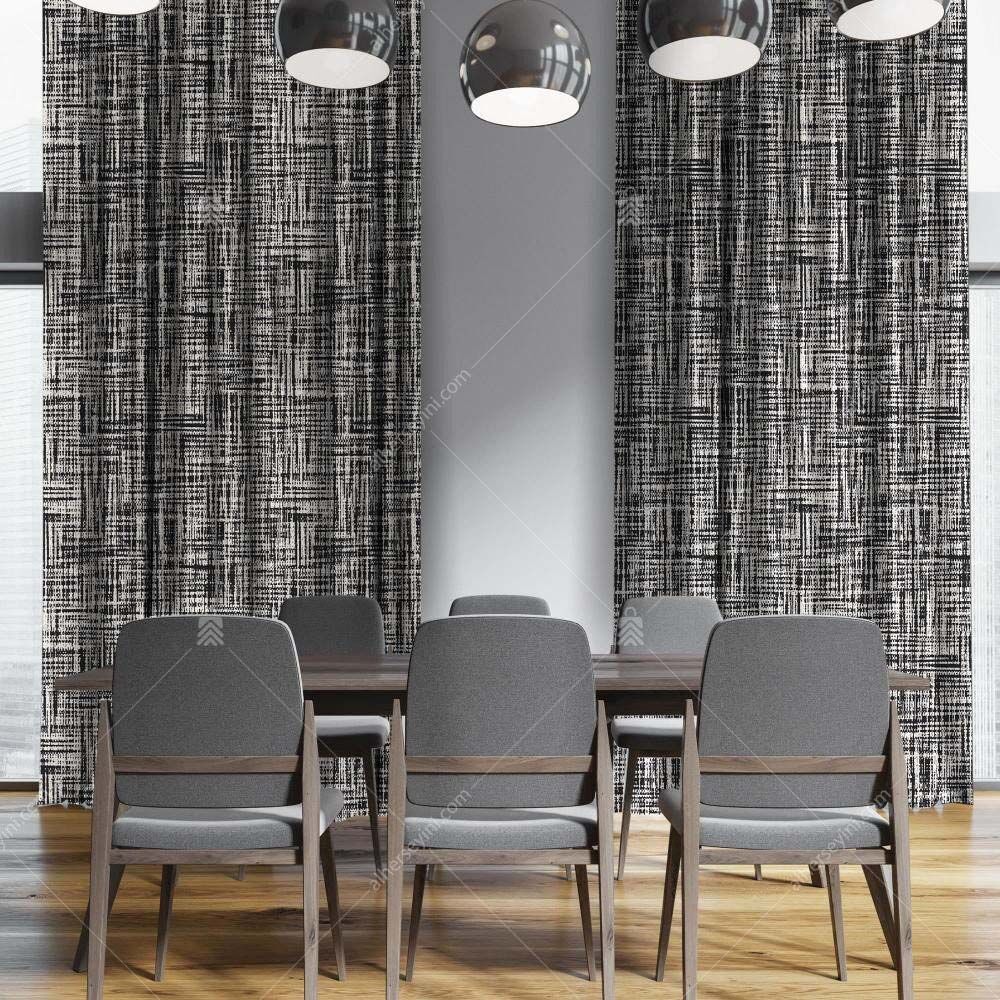 P219-6 Geometrik Desenli Perde