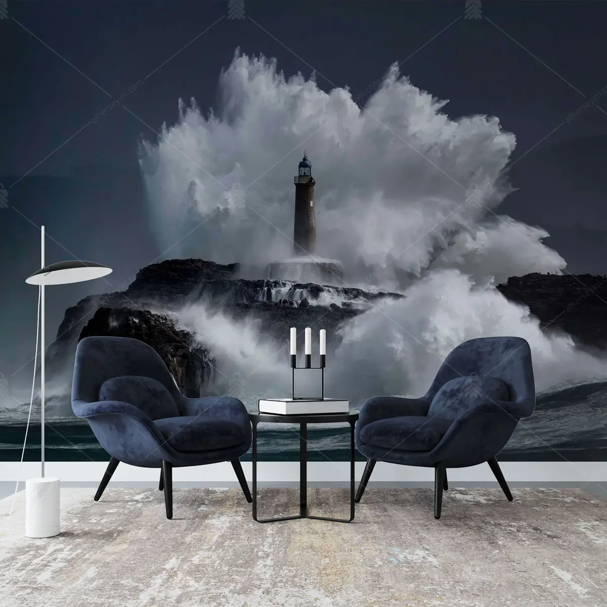 GRP140039-Deniz-Feneri-Gercekci-Tasarim-Duvar-Kagidi GRP140039 Deniz Feneri Gerçekçi Tasarım Poster Duvar Kağıdı