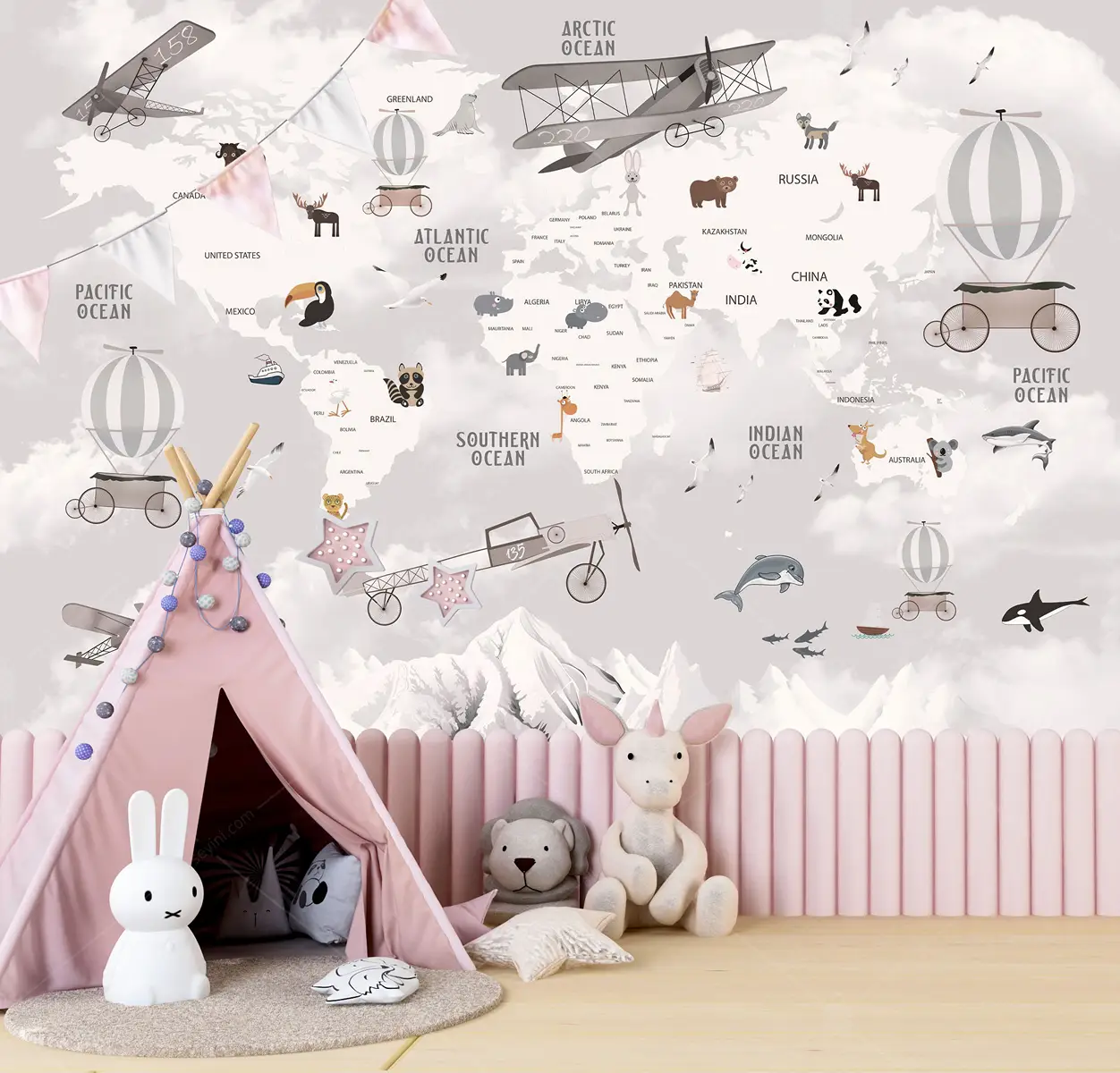 GRP520025 Çocuk Odası Dünya Haritası Poster Duvar Kağıdı