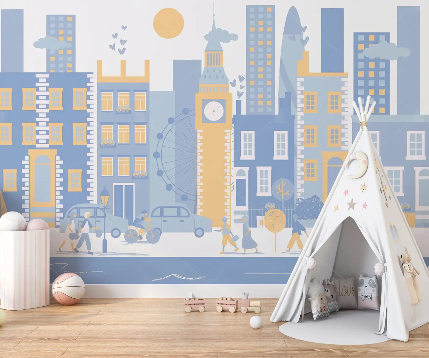 GRP580018 Mavi Soyut London Poster Duvar Kağıdı